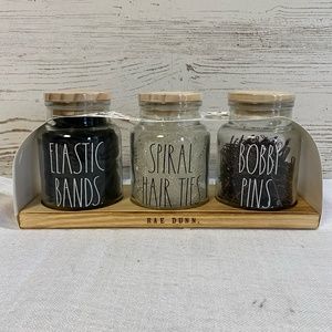 Rae Dunn Hair Set Elastic Hair Bands Spiral Hair Ties Bobby Pins Bathroo…